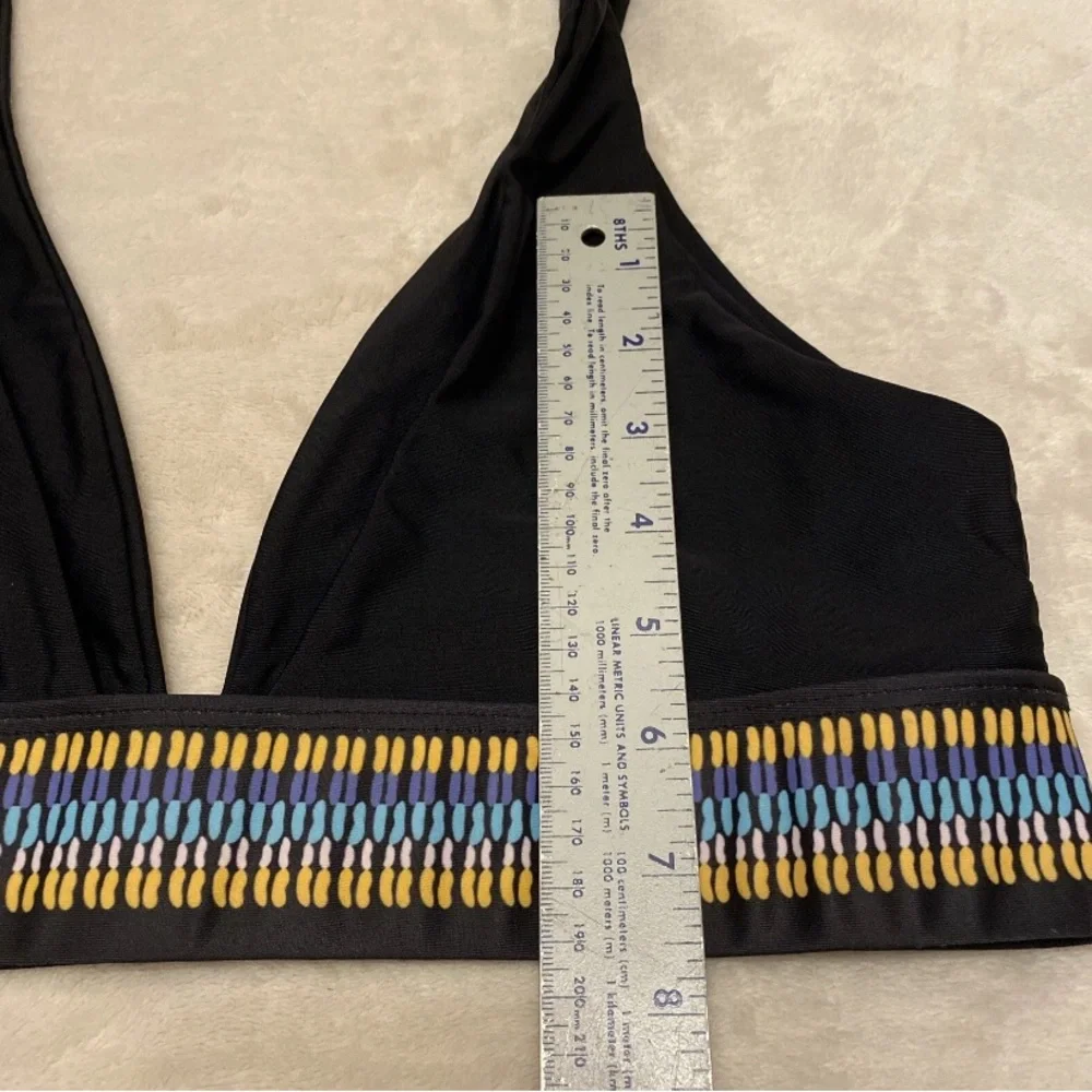 SHEIN Black Bikini Top with Blue and Gold Details